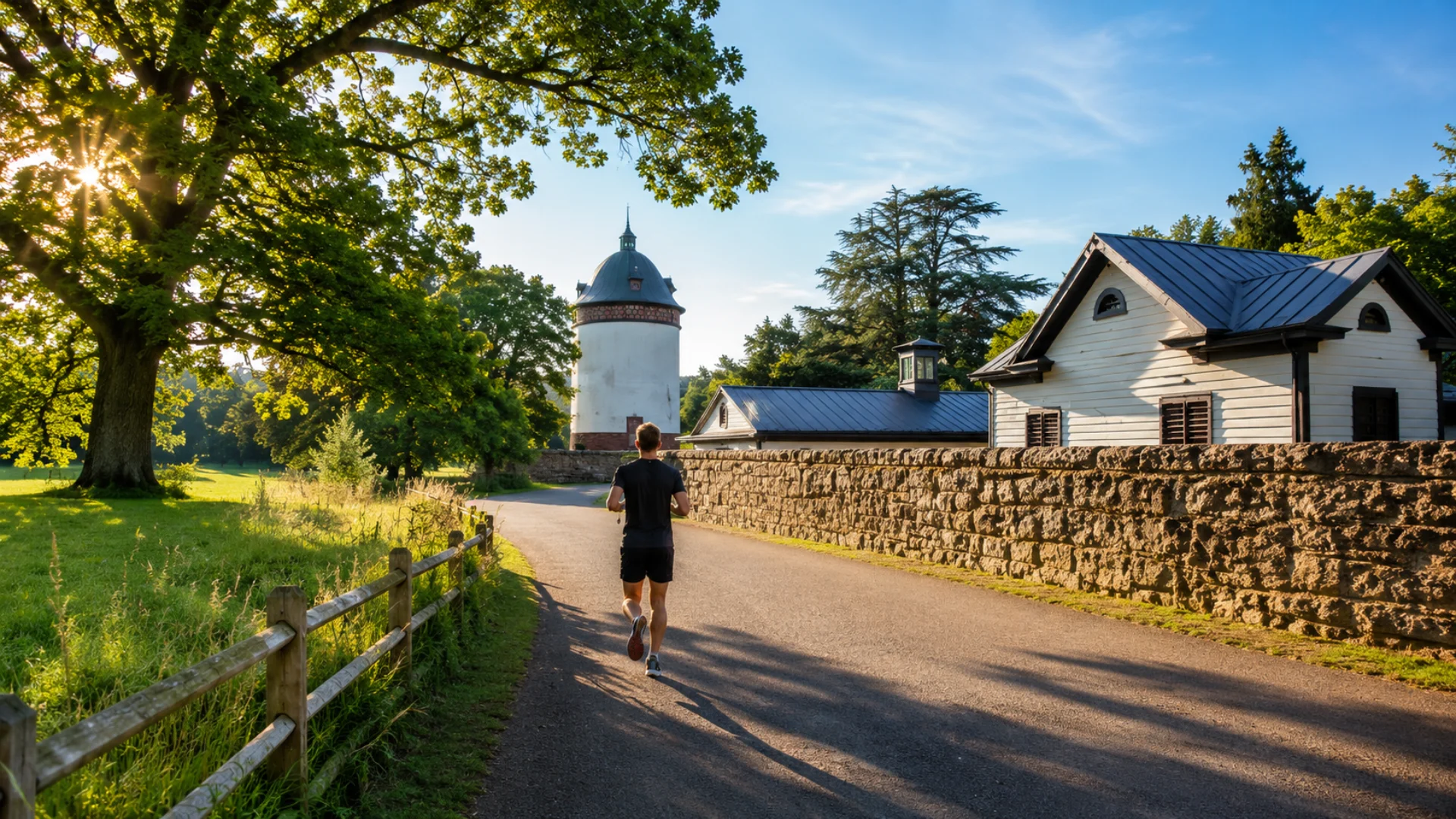Person walking through a scenic park near Kew close to MG Rehab in Richmond