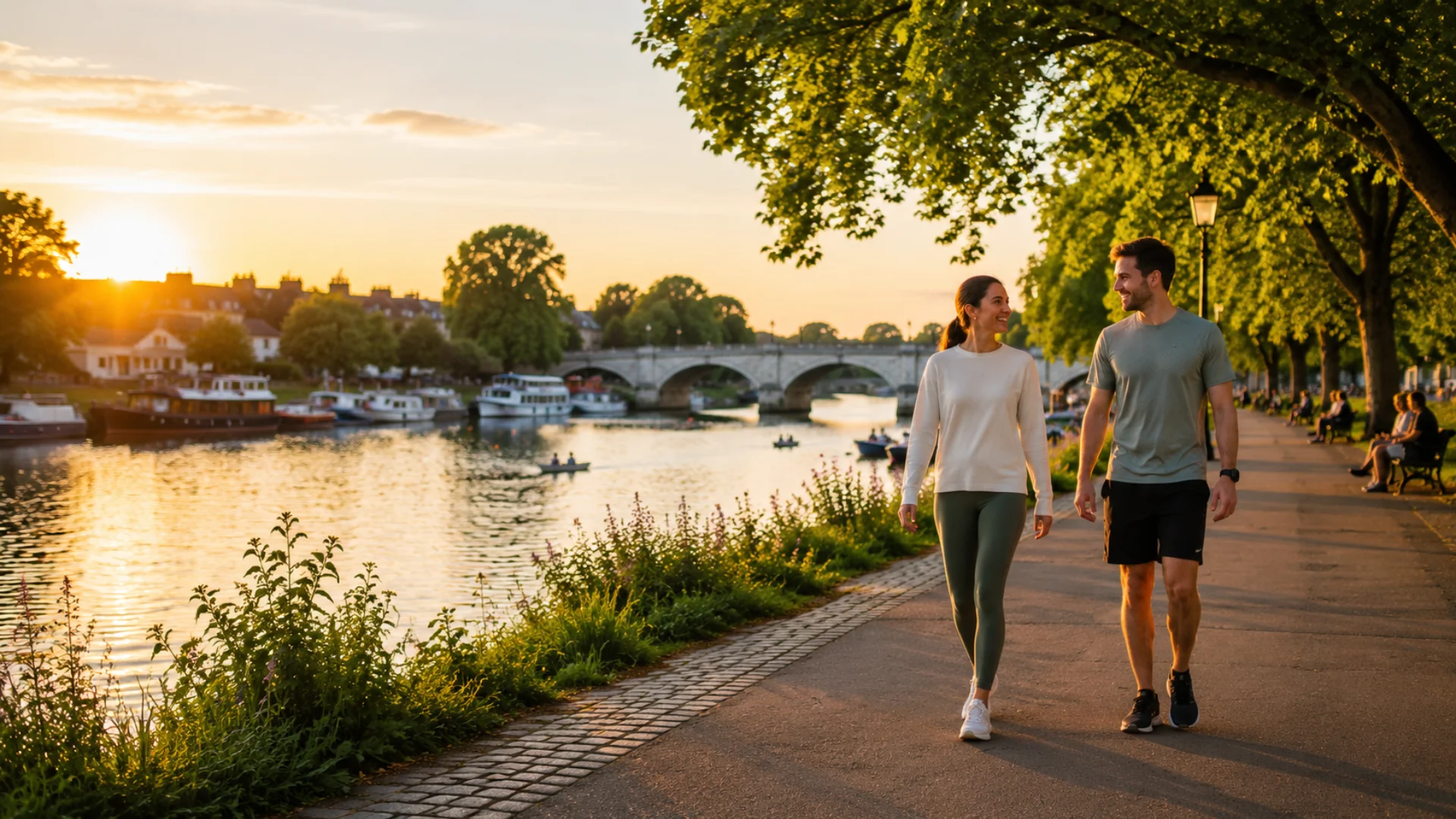 Couple enjoying a walk along Richmond Riverside after returning to an active lifestyle in Richmond