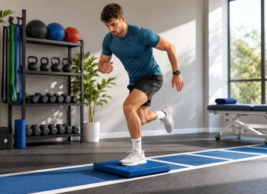 Athlete performing balance and stability rehabilitation exercises in Richmond to improve movement and support injury recovery