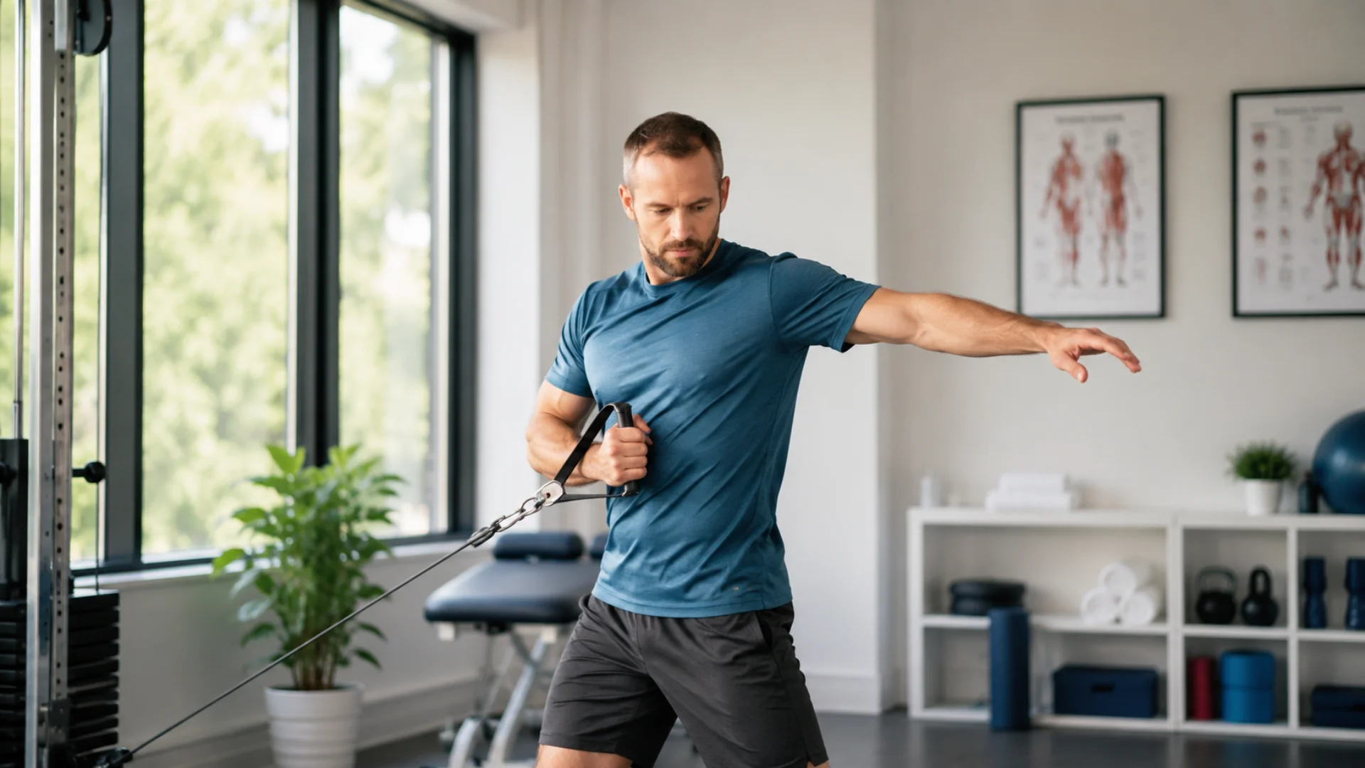 Person performing exercise therapy during personalised injury rehabilitation in Richmond