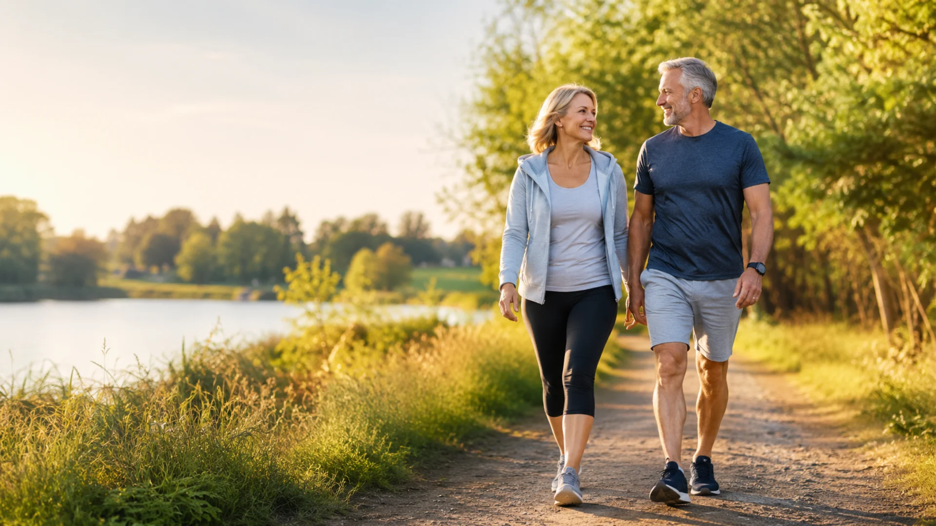 Couple enjoying a comfortable walk after personalised joint pain rehabilitation in Richmond