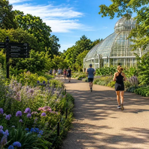 People running and walking through Kew Gardens near MG Rehab in Richmond