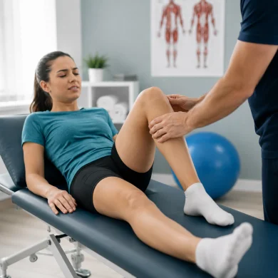 Sports injury assessment of a knee injury during personalised rehabilitation treatment in Richmond