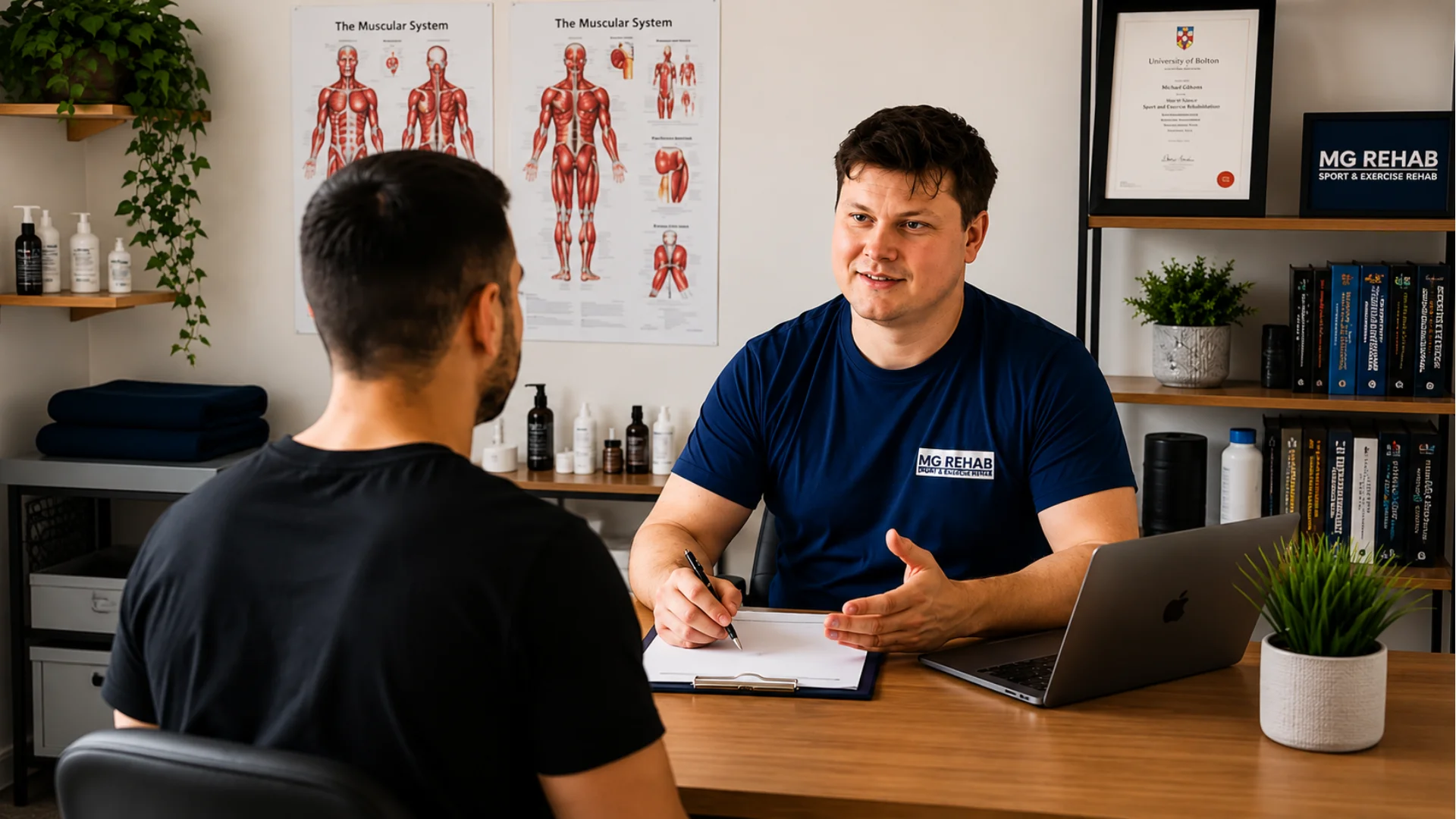 Pregnancy massage therapist discussing a personalised treatment plan with a client in Richmond
